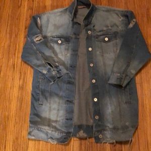 Womens long length denim jacket